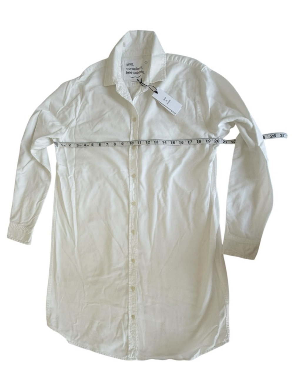 Unsubscribed White Oxford Shirt Dress S 100% Cotton Button Down Minimal NWT - Picture 10 of 16